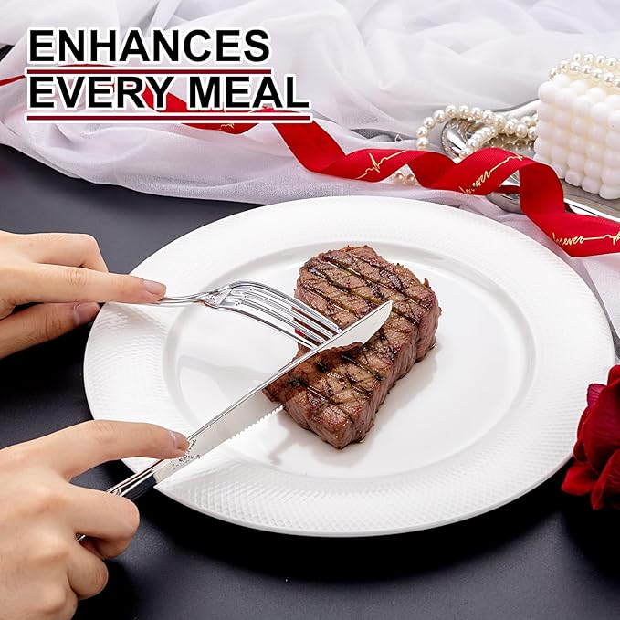 Joyido 40PCS Silver Plastic Silverware - Elegant Cutlery Sets for Party