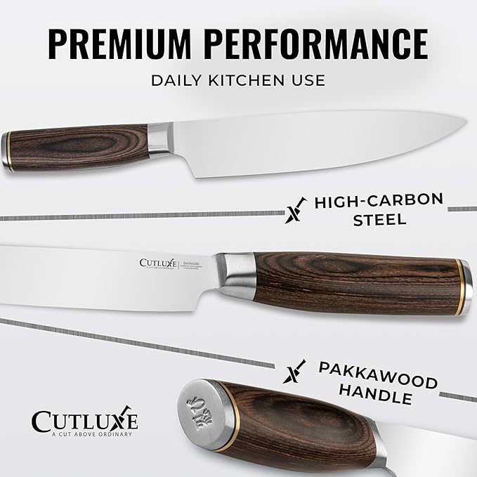 Cutluxe Chef Knife 8" Japanese Kitchen Knife – High Carbon Steel, Full Tang
