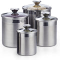 Cooks Standard Airtight Kitchen Canister Set for Coffee, Flour & Sugar Storage – Stainless Steel Food Storage Containers with Glass Lid – Pantry Organization Jars, 4 Pack