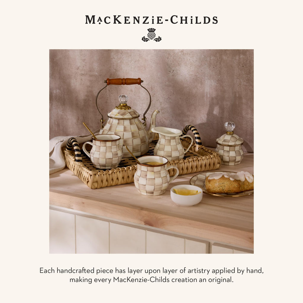 MACKENZIE-CHILDS Enamel Serving Platter, Brown-and-White Mocha Check