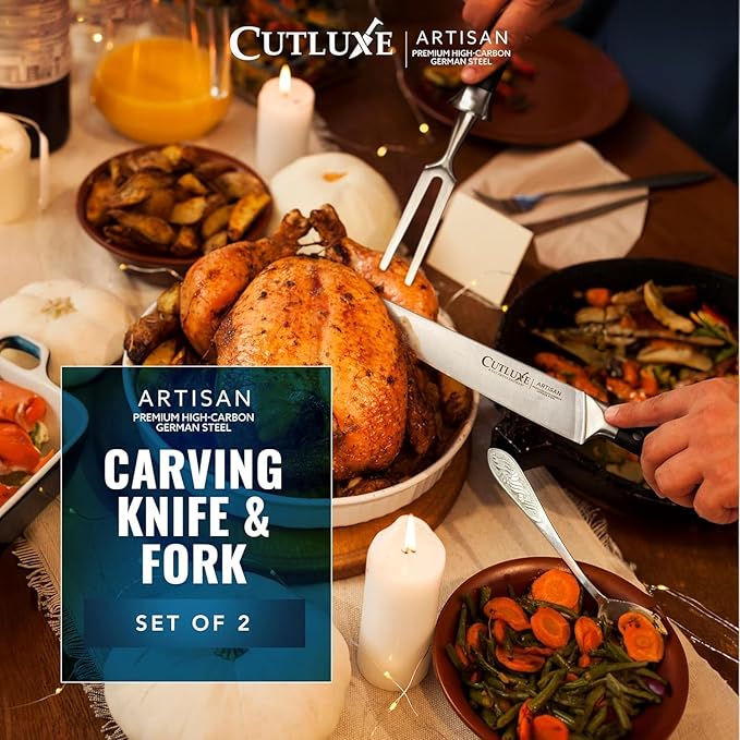 Cutluxe Turkey Carving Knife Set – Carving Fork & Knife for Meat & BBQ