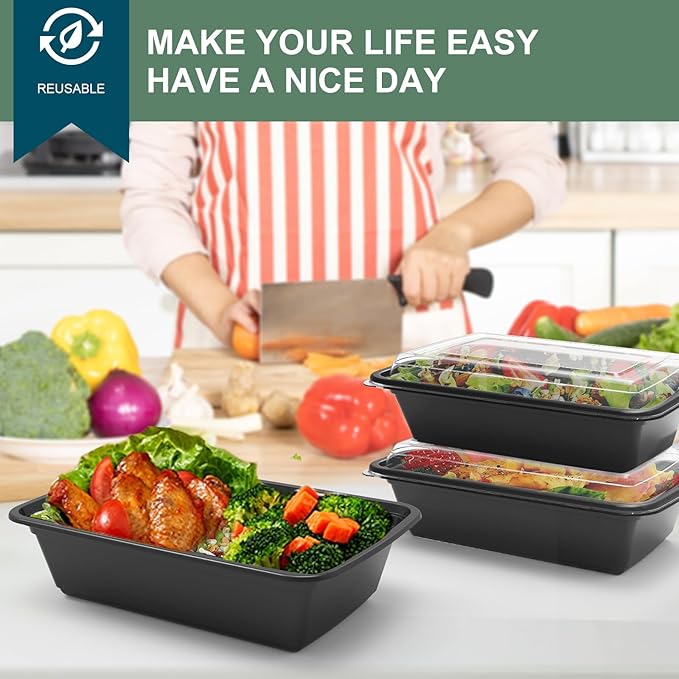 vivigu Meal Prep Containers Reusable 50 Pack - 28 oz Food Containers with Lids-Food Storage Containers with Lids, 28 oz -Take Out Disposable,BPA Free - Dishwasher & Freezer Safe