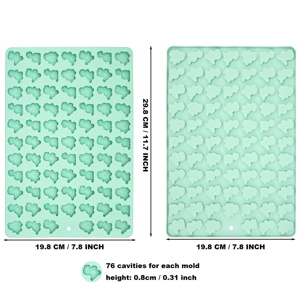 2 PCS Mini Dinosaurs Candy Molds, Silicone Material, Easy to Pop Out