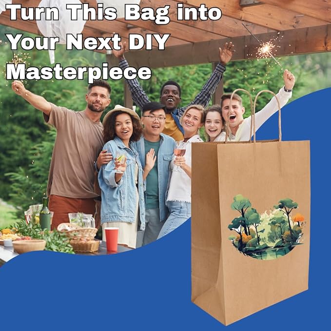 ASSUREPAK Kraft Flat Handle Paper Bags, 12" x 7" x 17", 110 GSM, 250 Count