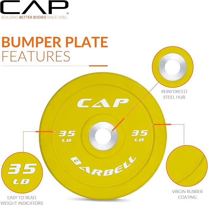 CAP 260lb Competition Olympic Bumper Plate Weight Set