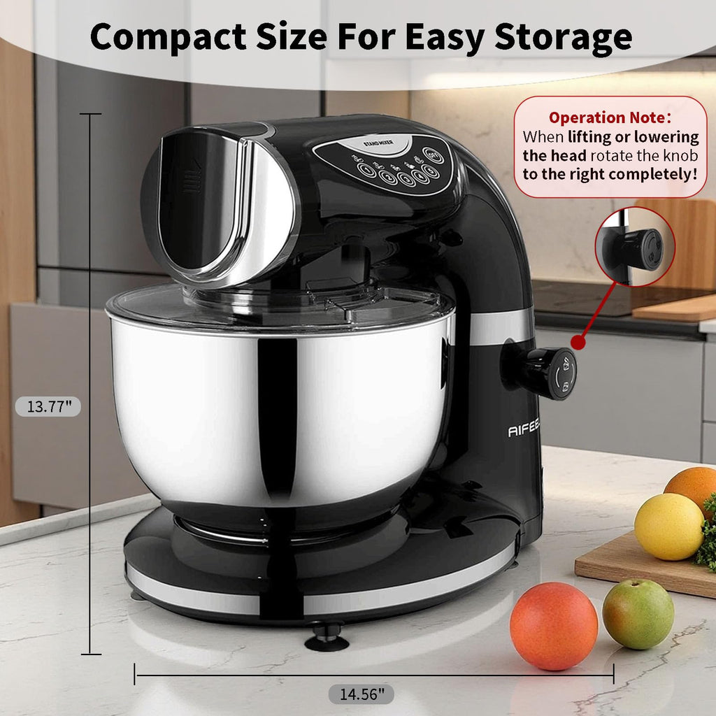 Stand Mixer, 8.5QT+ 6QT Two Stainless Steel Bowls Electric Food Mixer Black