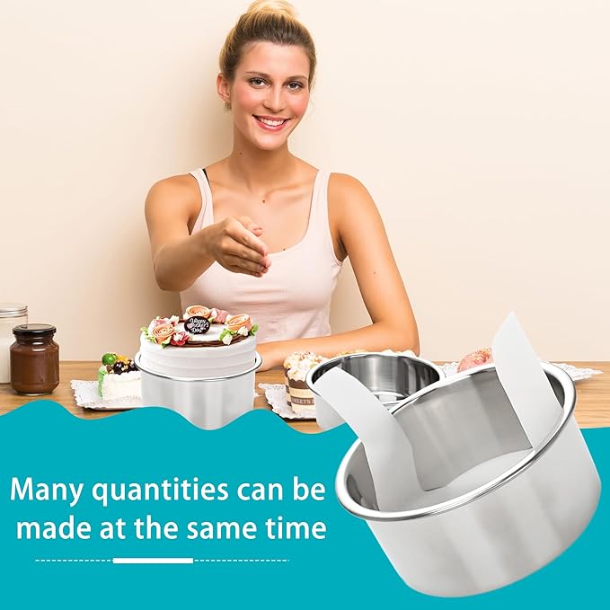 Norcoin 9 Pack 4 Inch Cake Pan Set with 100 Easy Lift Paper Liners Mini Round Cake Pan Stainless Steel Baking Pans for Oven Birthday Wedding Party Dishwasher Safe