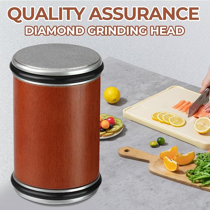 DerHed rolling knife sharpener, durable diamond grinding head, replacement grinding head, 15 degree and 20 degree sharpening bevel suitable for various kitchen knives