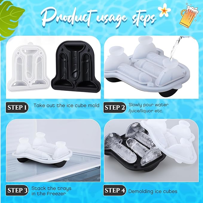 Hoolerry Ice Cube Molds Cube Trays Fun Shapes Silicone Ice Ball Maker with Lid for Whiskey Cocktails Juice Drinks Beverage Crafting Accessories Funny Gift(Black,Classic Style)
