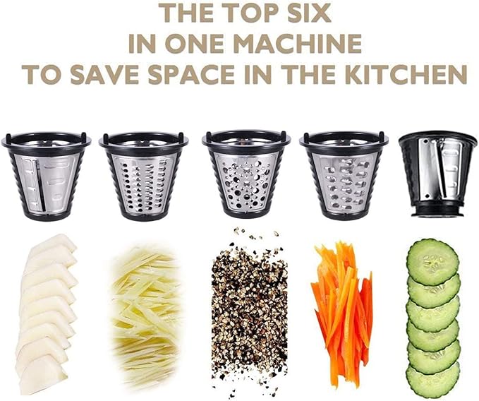 Electric Cheese Grater and Slicer Shredder for Kitchen, 150W 5 Cones