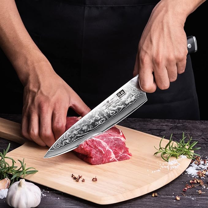 SHAN ZU Chef Knife 8 Inch Japanese Steel Damascus Kitchen Knife