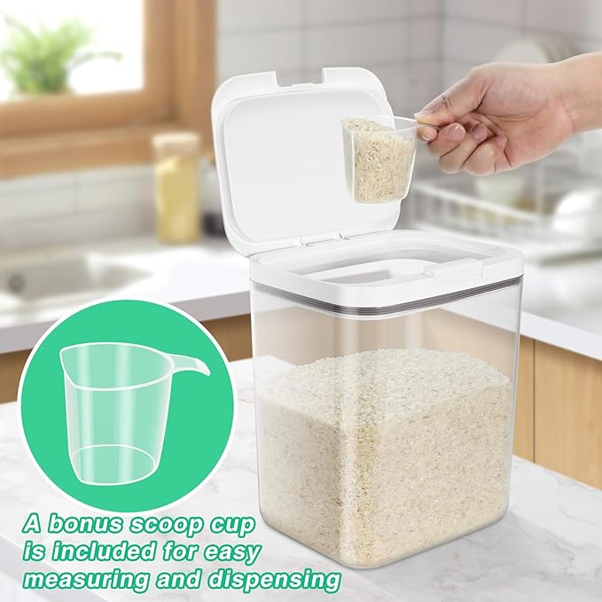 11 Lbs Rice Storage Container 5.8Qt Flour Sugar Containers with Flip-up Lid