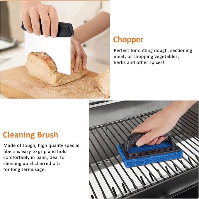 Blackstone Griddle Accessories Kit, 8PCS Flat Top Grilling Accessories Set for Blackstone and Camp Chef, Metal Grill BBQ Enlarged Spatulas Set with Carry Bag Outdoor BBQ & Camping