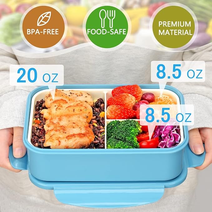 LOVINA Bento Lunch Box for Adults Kids - 1100ML/Built-in Utensil, BPA-Free