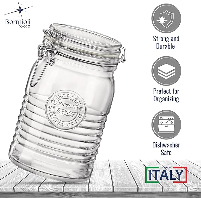 Bormioli Rocco Officina 1825 Clear Jar with Swing Top - Clear, Set of 3