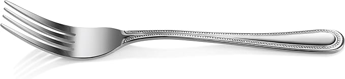 New Star Foodservice Bead Pattern 18/0 Stainless Steel Dinner Fork, 7.7-Inch, Set of 12, Commercial Grade