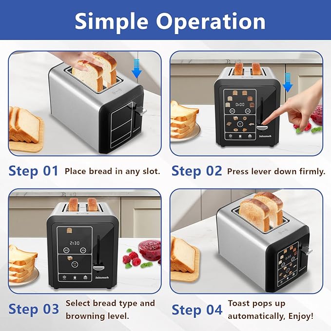 SAKAMOSH 2-Slice Touchscreen Toaster with bagel function