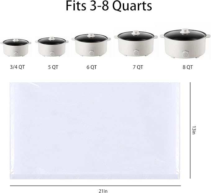 Slow Cooker Liners, 20 Pack Disposable Slow Cooker Bags for Crock Pot, BPA-Free and Easy to Clean, 13"x 21" (Fits 3-8 Quarts)