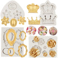Vintage Picture Frame Fondant Mold Baroque Style Crown Rose Flower Silicone Mold for Chocolate Sugarcraft Cupcake Topper Jewelry Polymer Clay Crafting Projects
