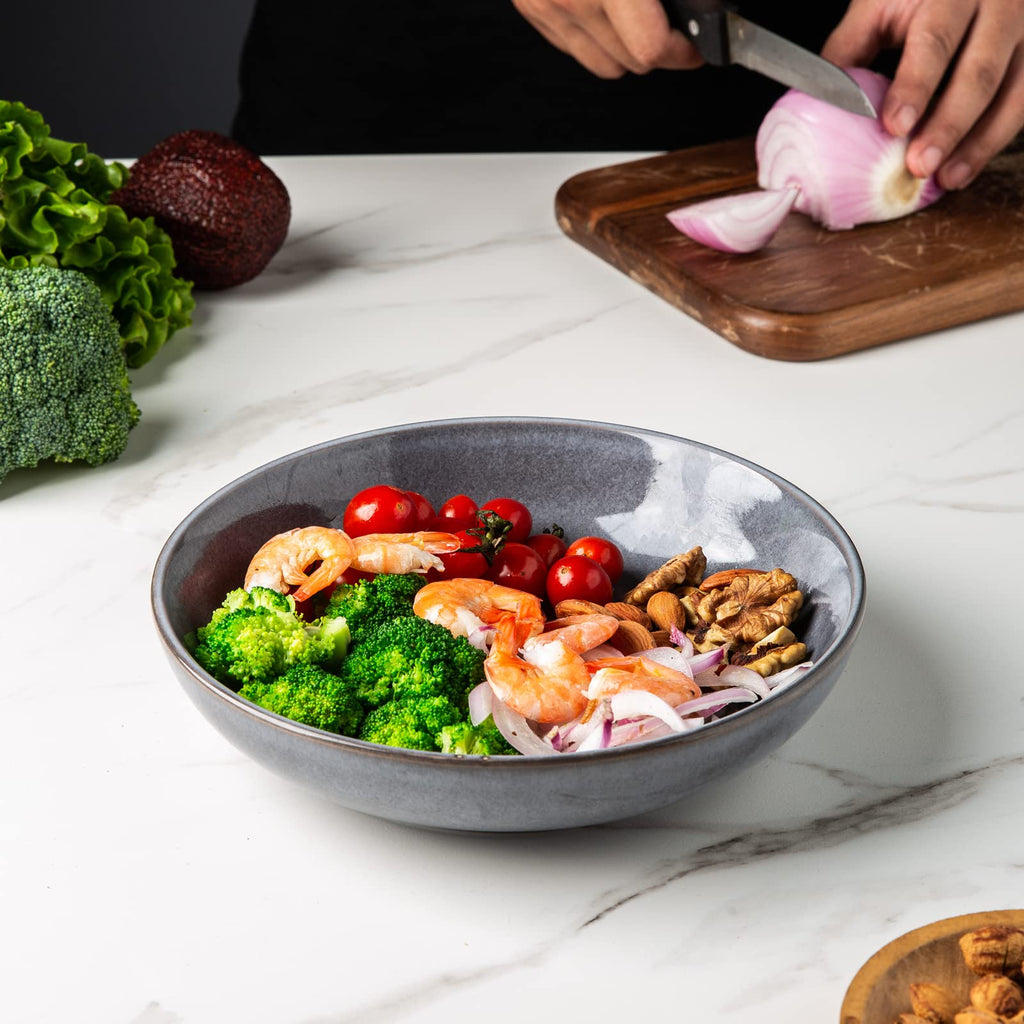 AmorArc 8.5’’ Ceramic Pasta Bowls Set of 4, 36oz Large Stoneware Bowls Set