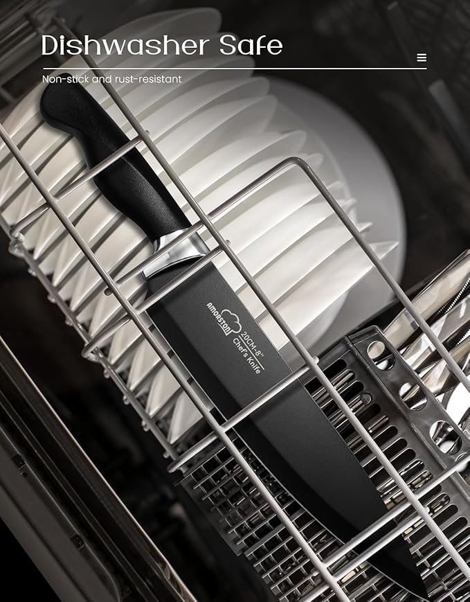 Amorston Knife Set 15 Piece Kitchen Knife Set with Block