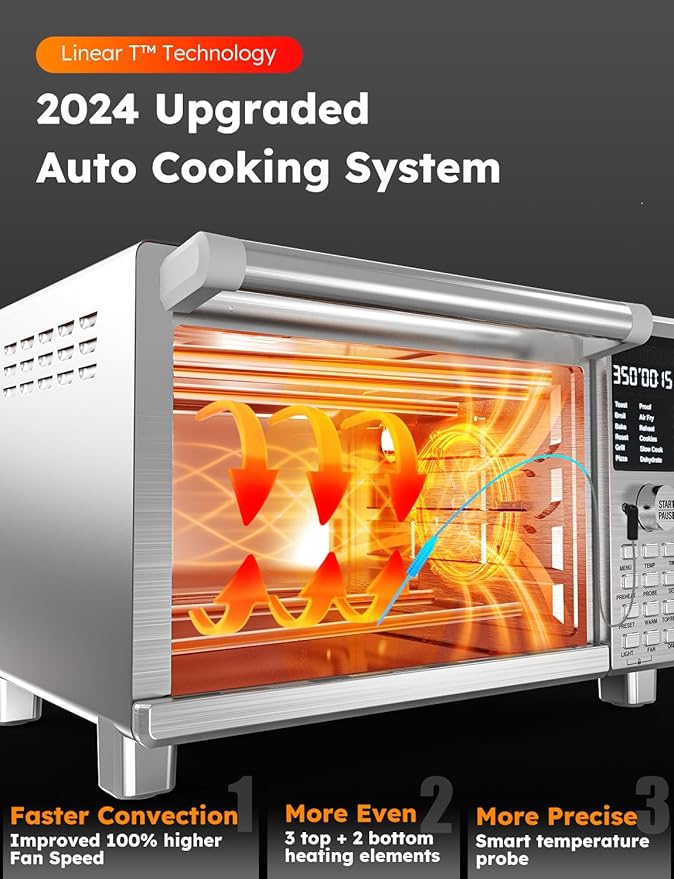 Nuwave Bravo Pro Smart Toaster Oven Countertop, True Air Fryer Combo