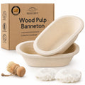 Non-Stick 10" Oval Wood Pulp Banneton Bread Proofing Basket Set Of 2, Sourdough Banneton Basket Set, Bread Making Tool Brotform Sourdough Bread Baking Supplies