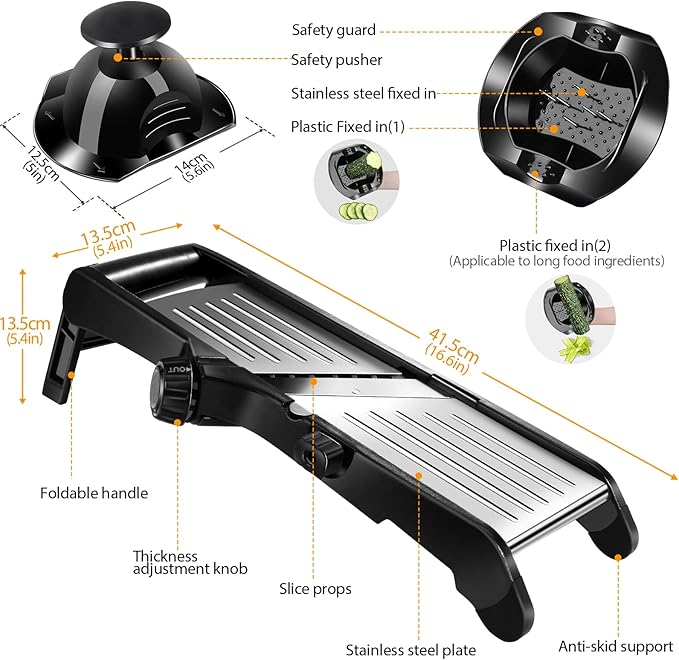 Mandoline Slicer for Kitchen, Adjustable Stainless Steel Food Slicer