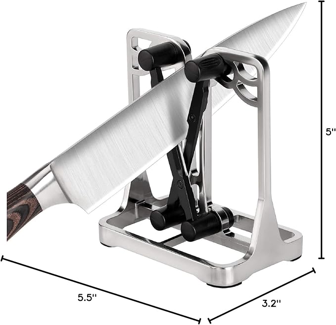 Knife Sharpener Tool with Self-Adjusting, Stainless Steel Tungsten Carbide
