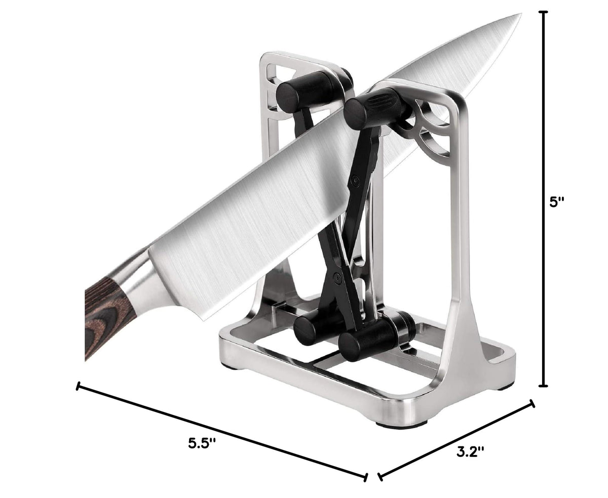 Knife Sharpener Tool with Self-Adjusting, Stainless Steel Tungsten Carbide