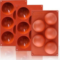 Lerykin 3 Pack Extra Large 5-Cavity Semi Sphere Silicone Molds, Half Sphere Baking Mold Non-Stick for Making Big Size Hot Chocolate Bomb, Jelly, Cake, Dome Mousse