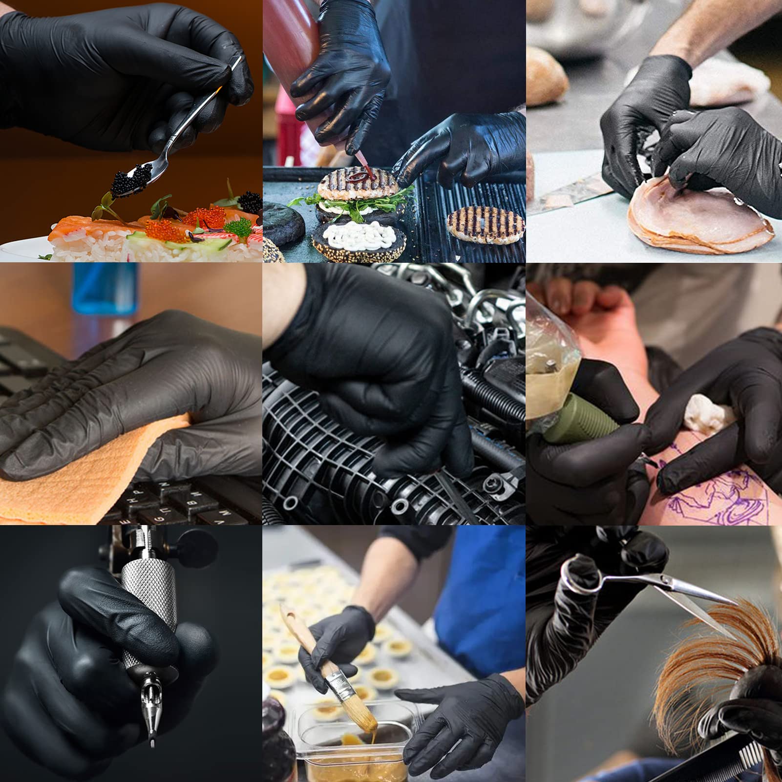 Dr.GreenPanda Black Nitrile Exam Gloves Medium 200pcs 3mil Food Safe