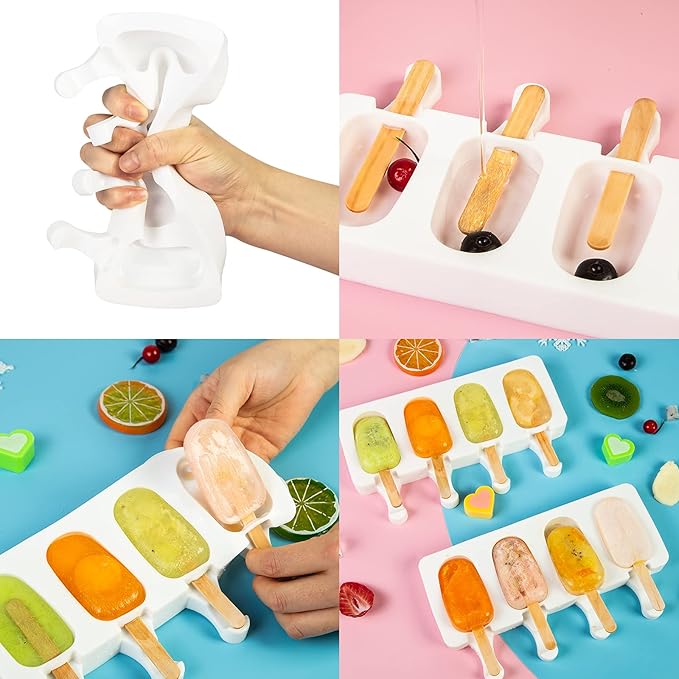 Ozera 2 Pack Popsicles Molds, Silicone Oval Cakesicles Cake Pop Molds Set