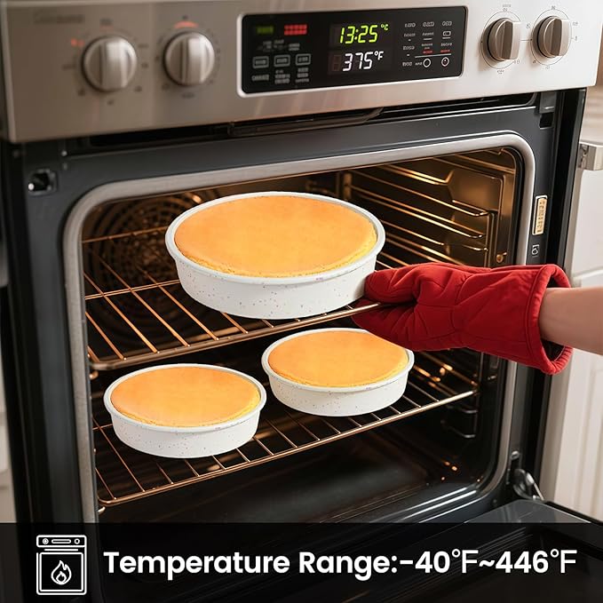 Vinino 6 Inch Round Cake Pan Set, 3 Pack Silicone Mold with Metal Frame