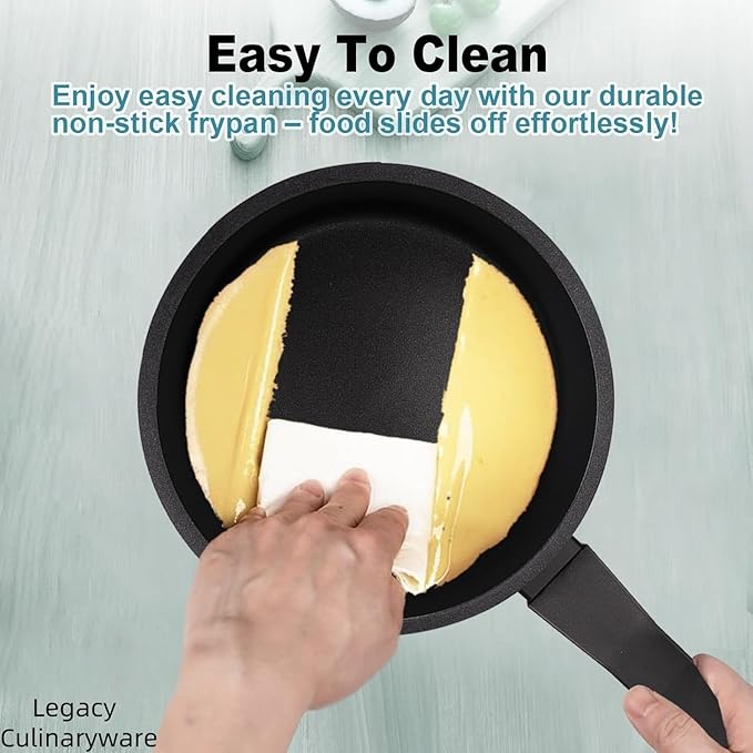 Legacy Culinaryware Nonstick Sauce Pan with Lid,1.5QT small pot, PFOA Free,Kitchen Pots Induction Pot,Cream