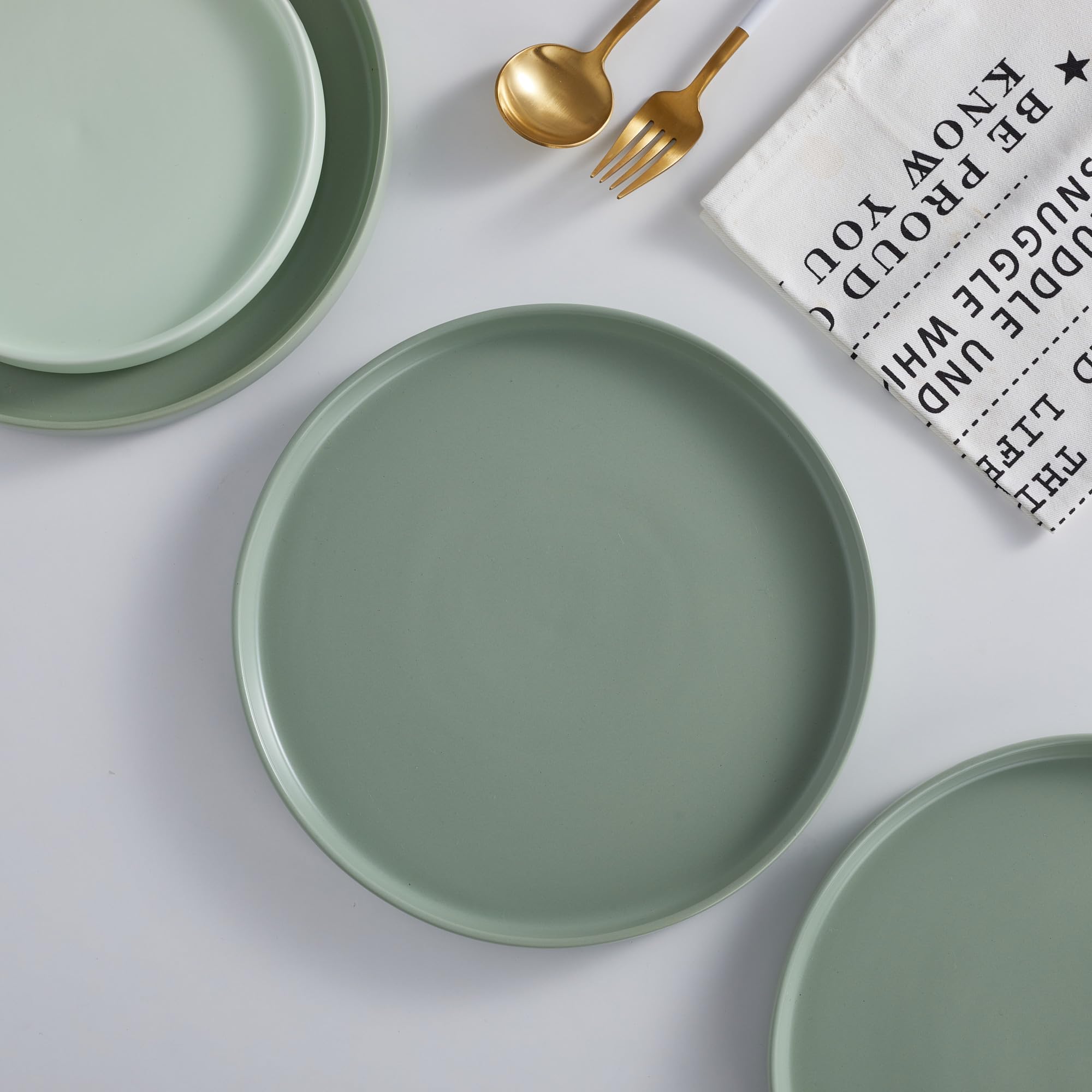 Stone Lain Stella Dinner Plate 6-Piece Set, Round, Porcelain, Honeydew
