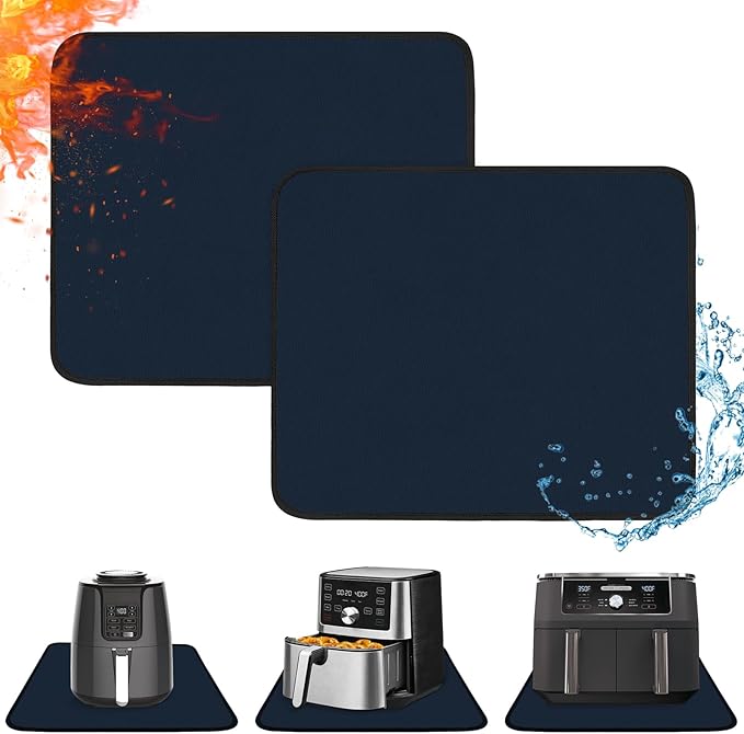 Amerbro 2 PCS Heat Resistant Mats for Countertop Air Fryer, 18x15in, Blue