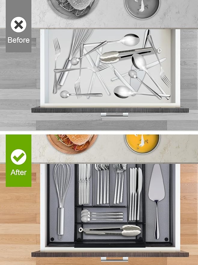 Sedegn Silverware Organizer Metal Mesh, Large Drawer Organizer