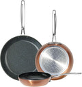 Nuwave 3-Piece 8”, 10”, 12” Forged Lightweight Frying Pan Set, Cozy Blue