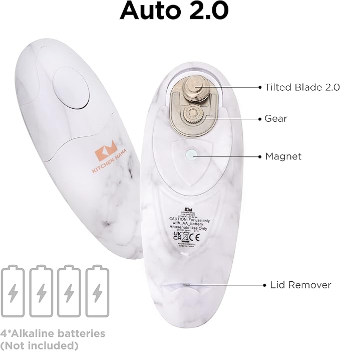 Kitchen Mama Auto 2.0 Electric Can Opener, Marble White