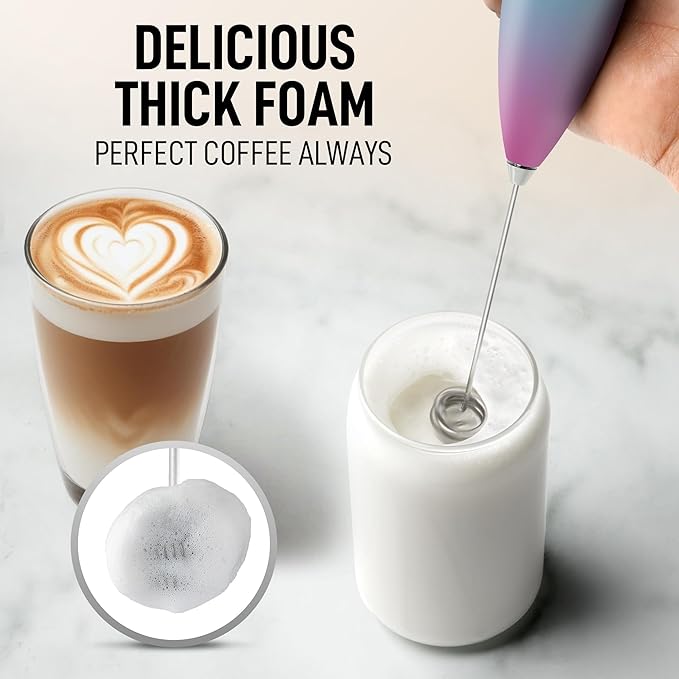 Zulay Powerful Milk Frother for Coffee with Upgraded Titanium Motor - Handheld Electric Whisk, Milk Foamer, Mini Mixer & Coffee Blender for Frappe, Latte, Matcha, No Stand - Orchid Fade