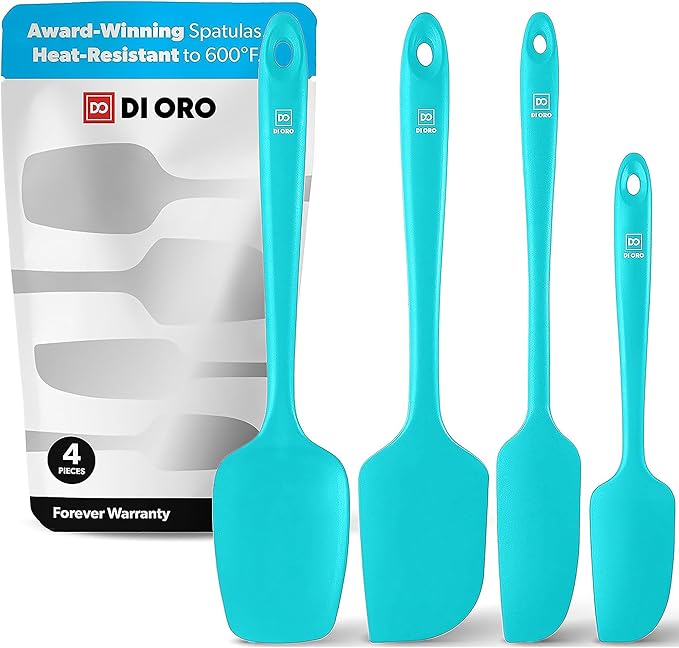 DI ORO Silicone Spatula Set - 600F Heat Resistant, 4-Pc Teal