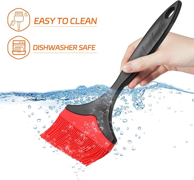 Large Silicone Basting Pastry Brush - Silicone Basting Brush for Grilling,Heat Resistant Brushes Spread Oil Butter Sauce for Cooking Baking BBQ,3.95inch Extra Wide Grill Basting Brush（Red 2）