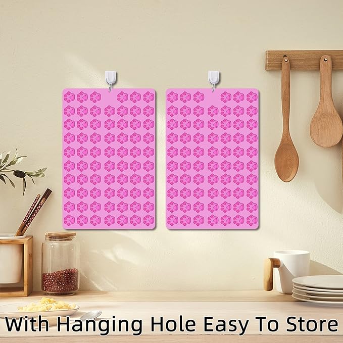 2 PCS Mini Silicone Molds, 138 Cavity Dog Paw Print Non-Stick Silicone Molds for Baking Biscuits, Cookie, Candy, Chocolate, Jelly Pet Treats Mold