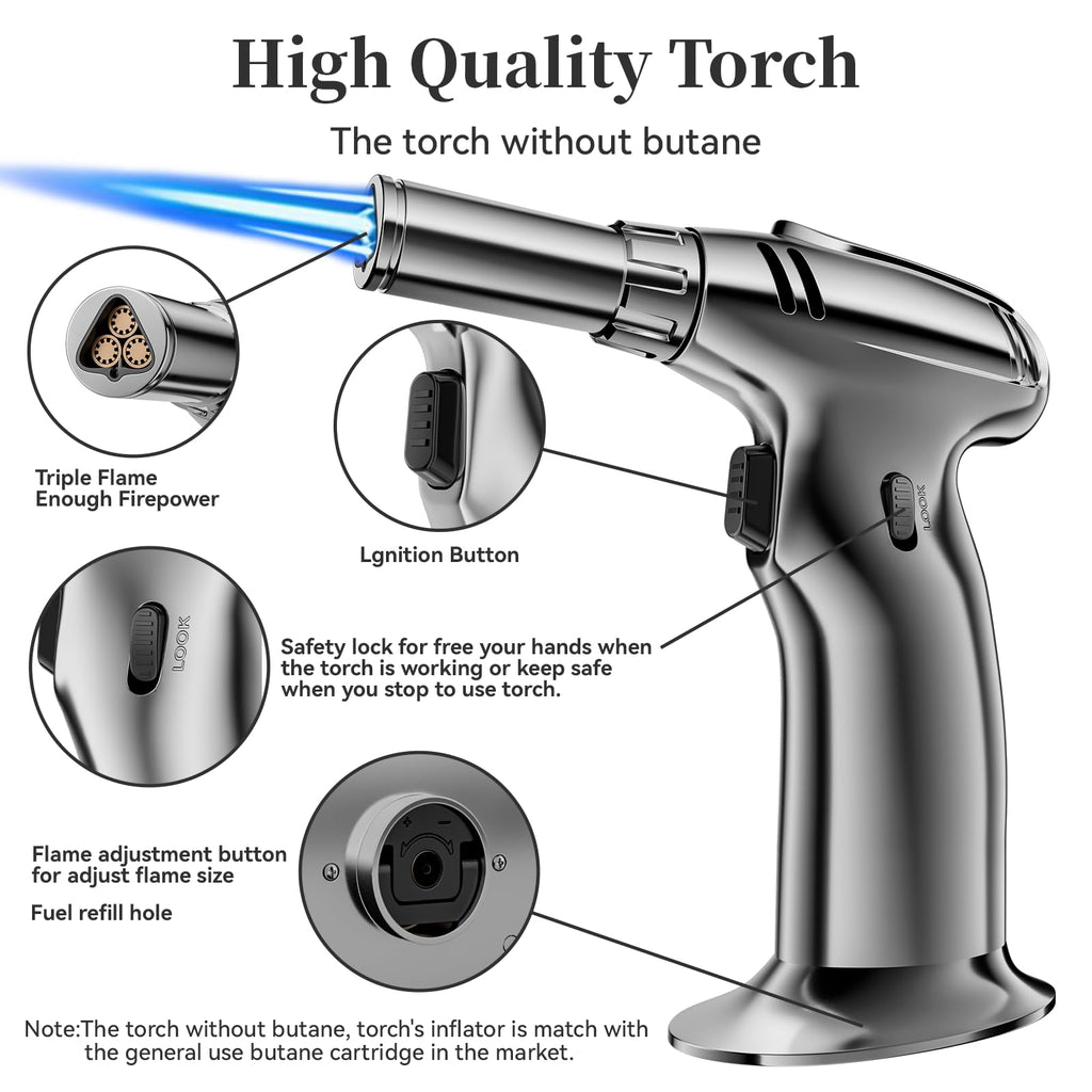 Cocktail Smoker Kit with Torch and Whiskey Glass, 6 Flavors Wood Chips and 3 Whisky Stones for Whiskey & Bourbon, Gift for Husband, Birthday Gift (No Butane), Brown