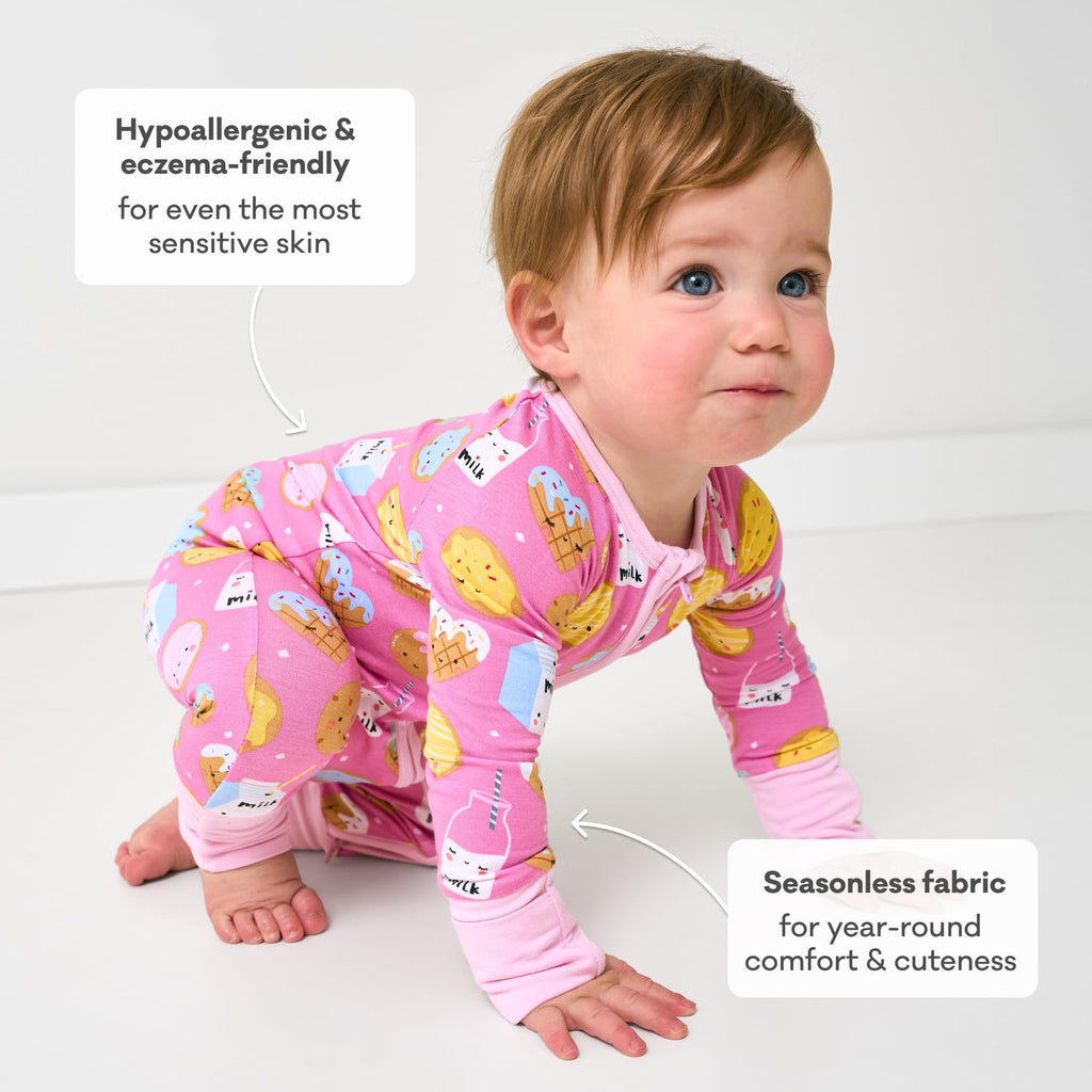 Little Sleepies Baby Pajamas, Pink Cookies & Milk, 0-3M