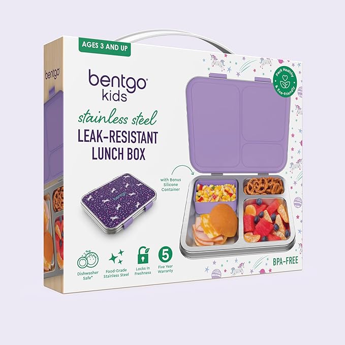 Bentgo Kids Prints Stainless Steel Leak-Resistant 3-Compartment Lunch Box
