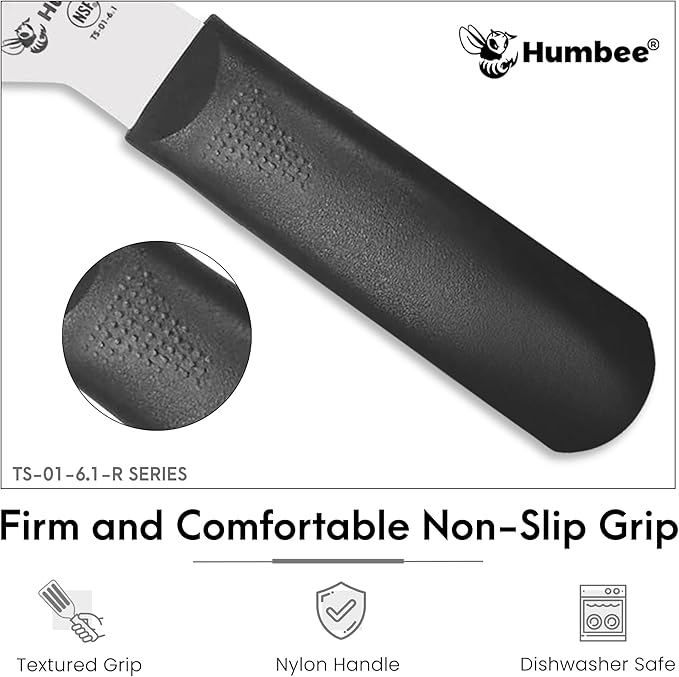 HUMBEE 6 Inches Fish Turner, Slotted Fish Spatula Dishwasher Safe NSF, Shovel Black