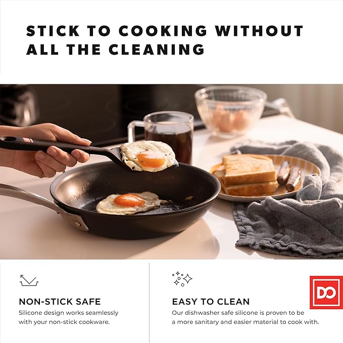 DI ORO Silicone Turner Spatula Set - 600F Heat Resistant, 4-Pc Black