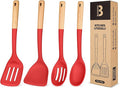 Badiano Silicone Cooking Utensils Set, Safe for Nonstick Cookwares, Red